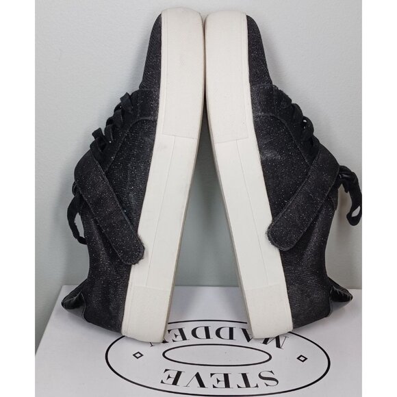 Steve Madden ARRI Black Glitter Sneakers Womens 10 Medium Platform Shoes - Picture 10 of 13